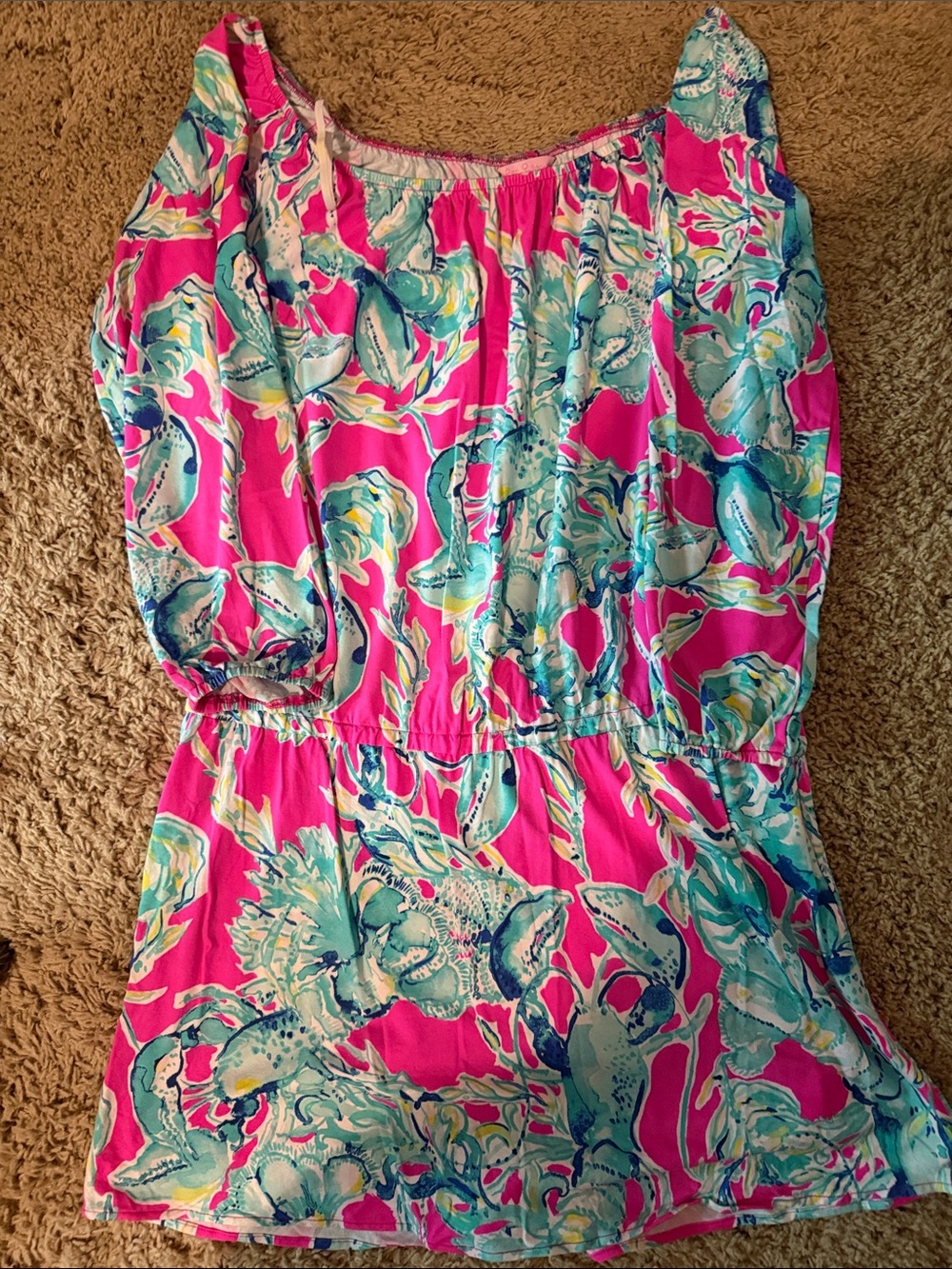 Lilly Pulitzer Pink Floral Off-Shoulder Mini Dress